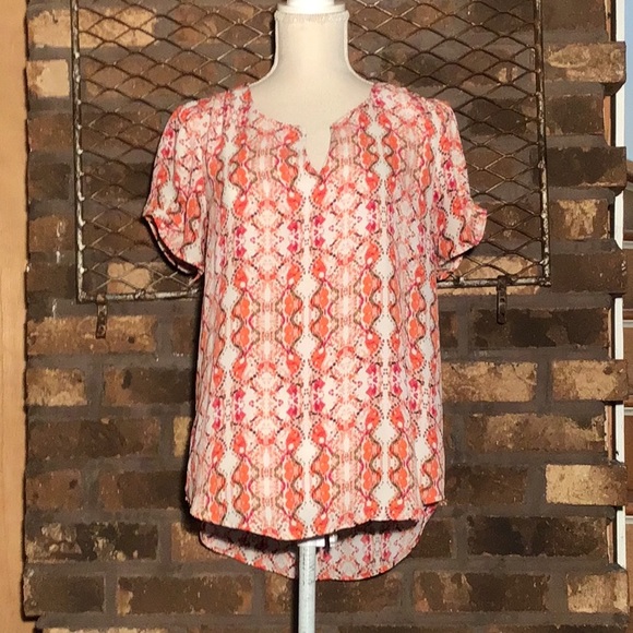 Daniel Rainn hi low blouse watercolor peach M - Picture 1 of 6